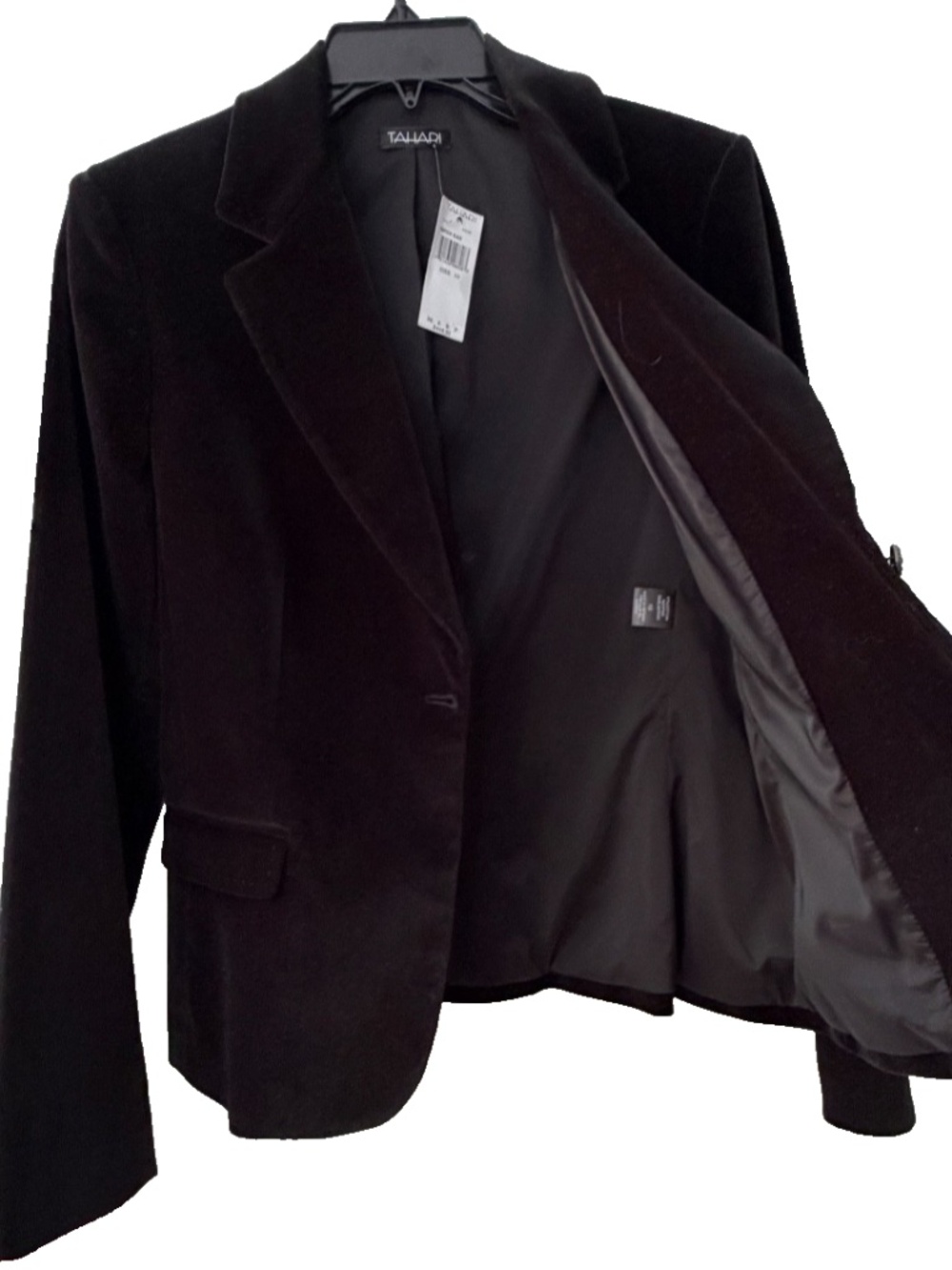 NEW Tahari Blazer Women's Velvet Black Jacket Suit Lined Cotton Size 10 NWT